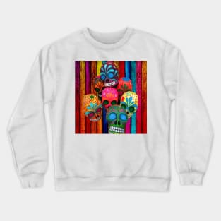 Mexican skulls colored pattern poster, sugar skull , Day of the Dead , dias de los m Crewneck Sweatshirt